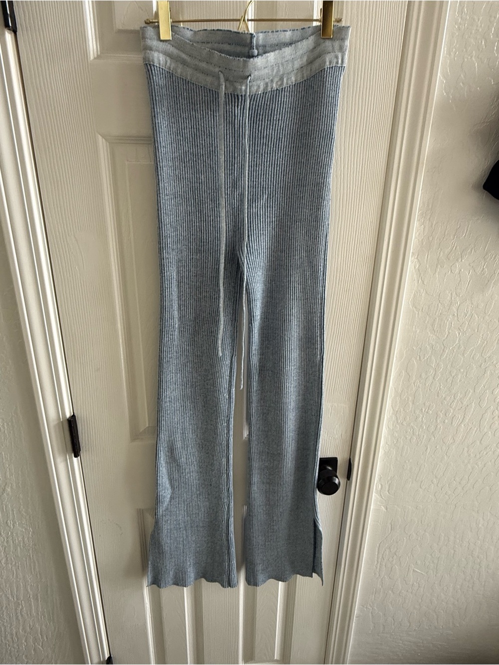 JLUXLABEL Light Blue Ribbed Knit Pants